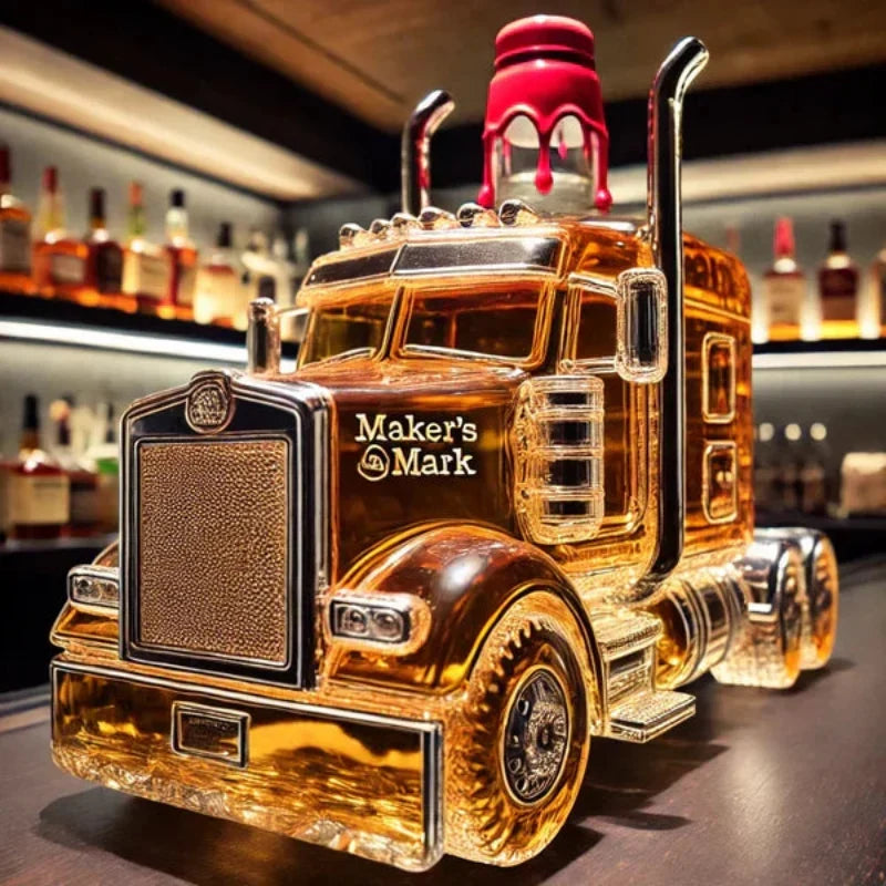 Whiskey Decanter Glass Semi-Truck Shape Home Bar Decor