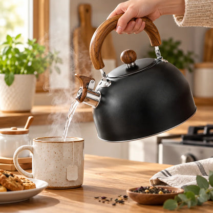 Whistling Kettle Stainless Steel 2.6 Qt Heat-Resistant Handle