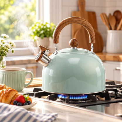 Whistling Kettle Stainless Steel 2.6 Qt Heat-Resistant Handle