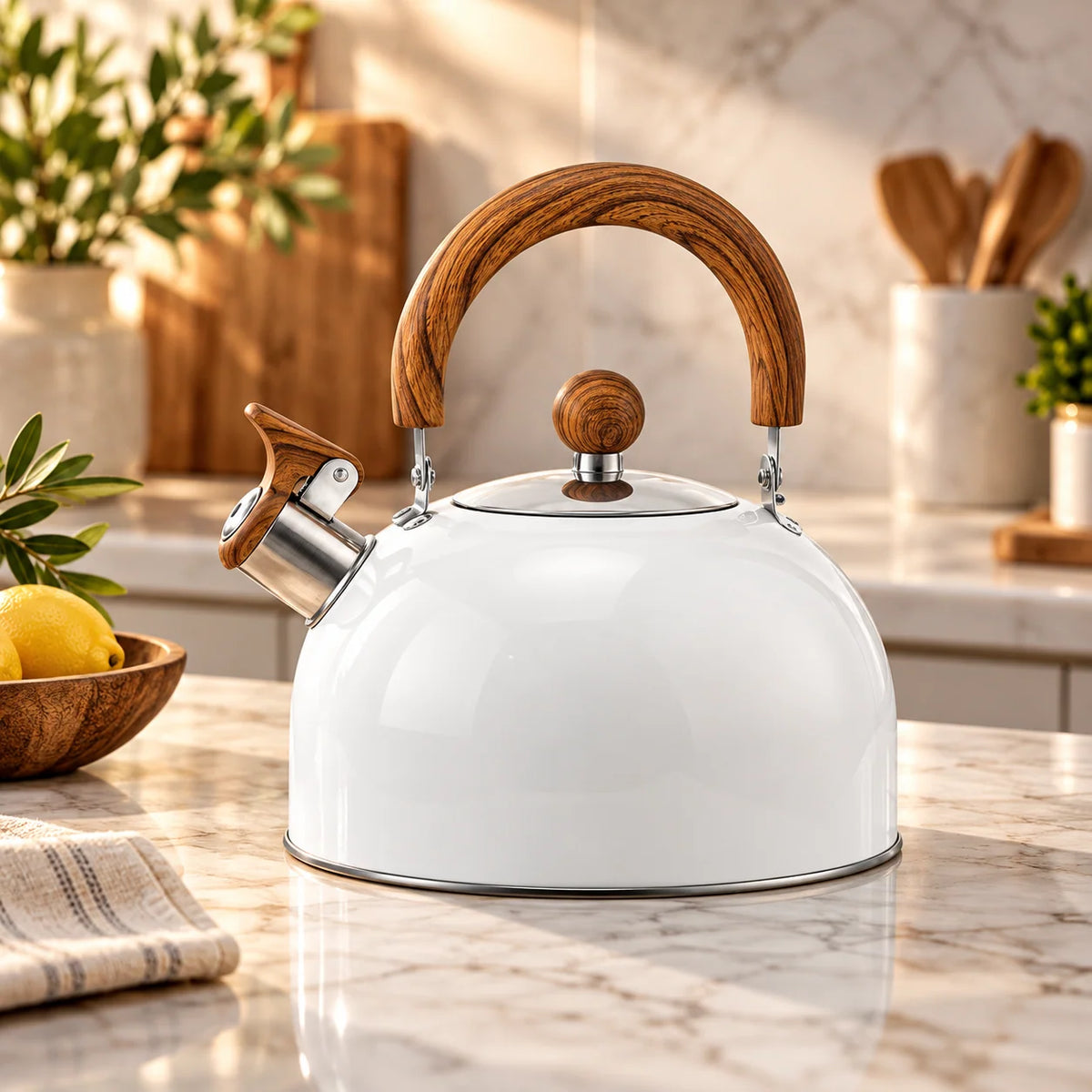 Whistling Kettle Stainless Steel 2.6 Qt Heat-Resistant Handle