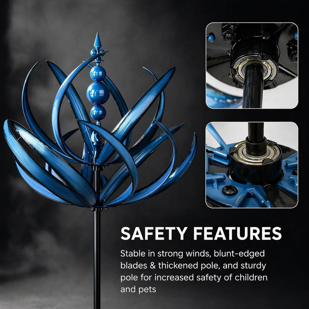 Wind Spinner Metal Lotus Design 35.4 Inch tall