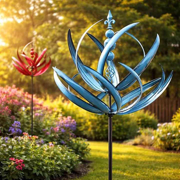 Wind Spinner Metal Lotus Design 35.4 Inch tall