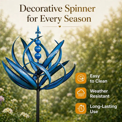 Wind Spinner Metal Lotus Design 35.4 Inch tall