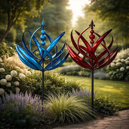 Wind Spinner Metal Lotus Design 35.4 Inch tall
