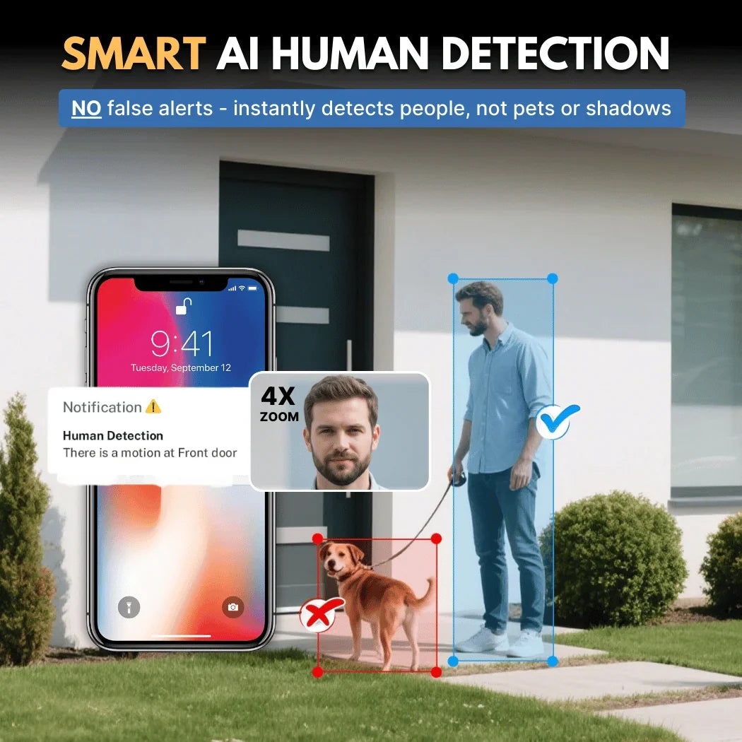 Window-Mounted Security Camera 2K Night Vision Human Detection