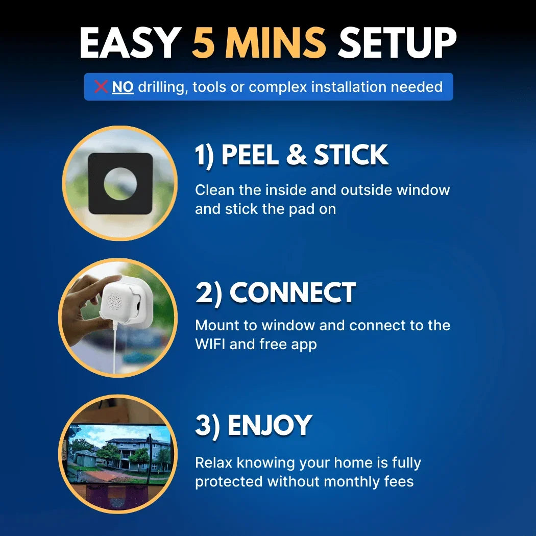 Window-Mounted Security Camera 2K Night Vision Human Detection