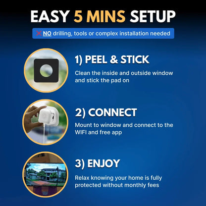 Window-Mounted Security Camera 2K Night Vision Human Detection