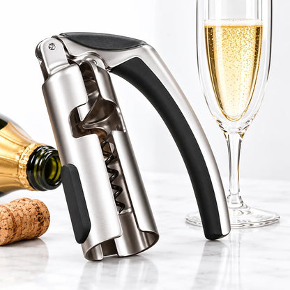 Wine Bottle Opener Lever-Action Stainless Steel Built-In Foil Cutter