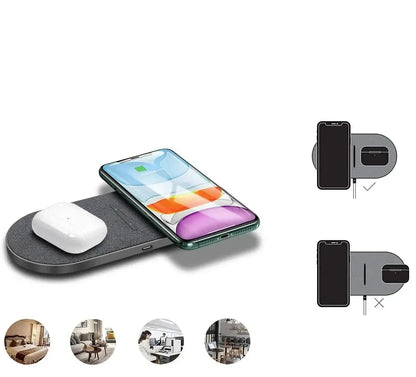 Wireless Charging Station Dual Device Qi Compatible