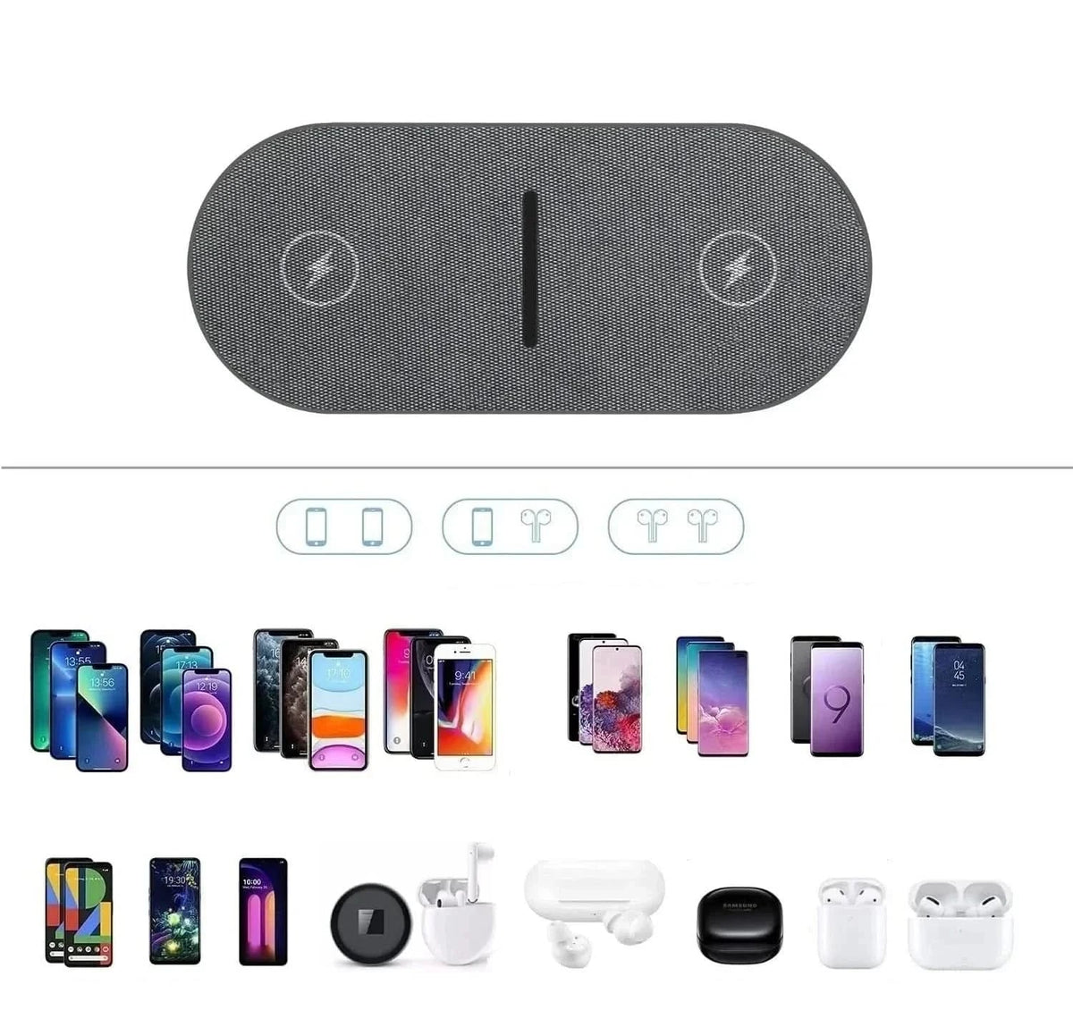 Wireless Charging Station Dual Device Qi Compatible